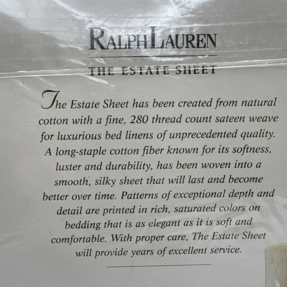 Ralph Lauren Home FULL Flat Sheet Estate Cornflower Blue 100% Cotton Sateen